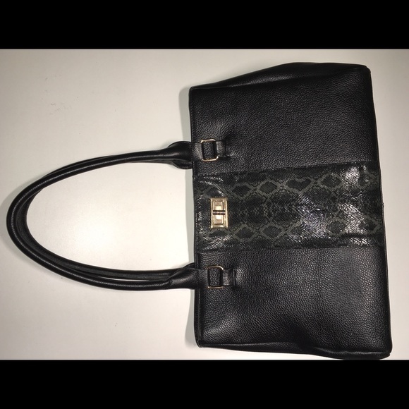 ERICA ANENBERG black leather & snakeskin tote Bags